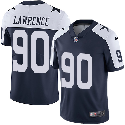 Nike Cowboys #90 Demarcus Lawrence Navy Blue Thanksgiving Youth Stitched NFL Vapor Untouchable Limited Throwback Jersey