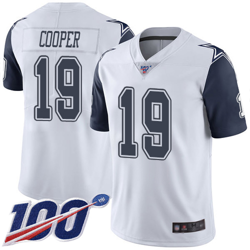 Nike Cowboys #19 Amari Cooper White Youth Stitched NFL Limited Rush 100th Season Jersey