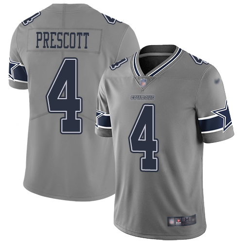Nike Cowboys #4 Dak Prescott Gray Youth Stitched NFL Limited Inverted Legend Jersey