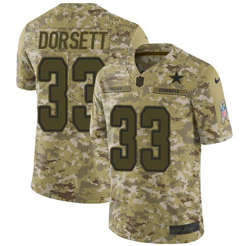 Nike Cowboys #33 Tony Dorsett Camo Youth Stitched NFL Limited 2018 Salute to Service Jersey