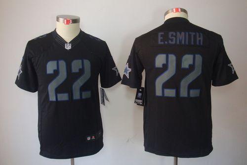 Nike Cowboys #22 Emmitt Smith Black Impact Youth Stitched NFL Limited Jersey