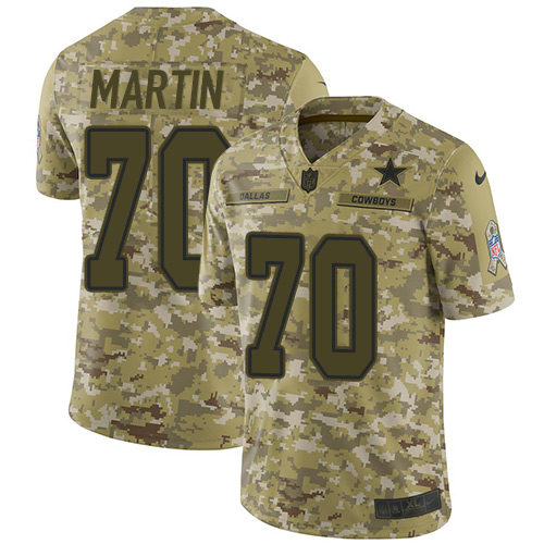 Nike Cowboys #70 Zack Martin Camo Youth Stitched NFL Limited 2018 Salute to Service Jersey