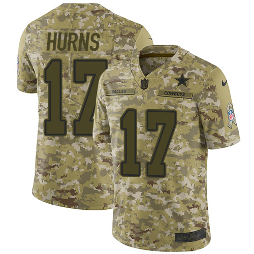 Nike Cowboys #17 Allen Hurns Camo Youth Stitched NFL Limited 2018 Salute to Service Jersey