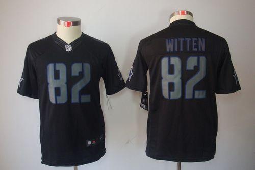 Nike Cowboys #82 Jason Witten Black Impact Youth Stitched NFL Limited Jersey