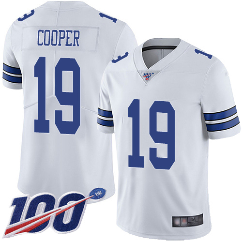 Nike Cowboys #19 Amari Cooper White Youth Stitched NFL 100th Season Vapor Limited Jersey
