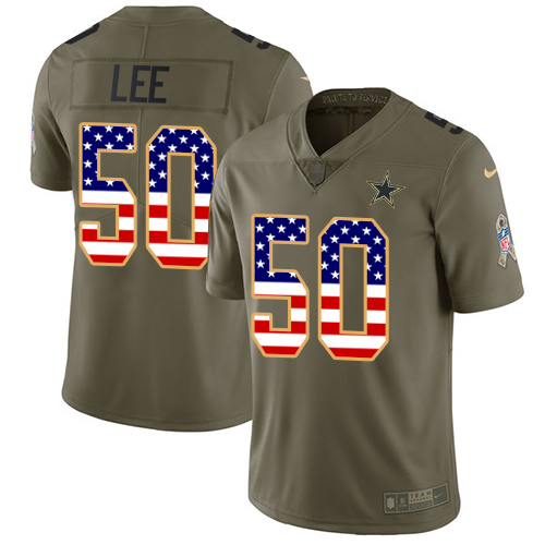 Nike Cowboys #50 Sean Lee Olive/USA Flag Youth Stitched NFL Limited 2017 Salute to Service Jersey