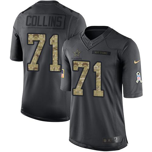 Nike Cowboys #71 La'el Collins Black Youth Stitched NFL Limited 2016 Salute to Service Jersey