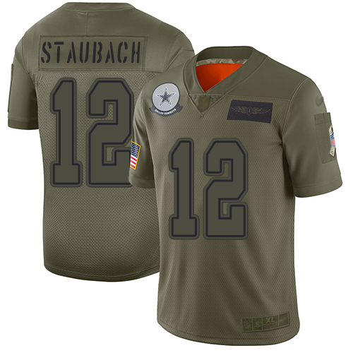 Nike Cowboys #12 Roger Staubach Camo Youth Stitched NFL Limited 2019 Salute to Service Jersey