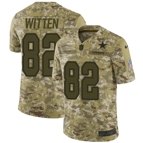 Nike Cowboys #82 Jason Witten Camo Youth Stitched NFL Limited 2018 Salute to Service Jersey