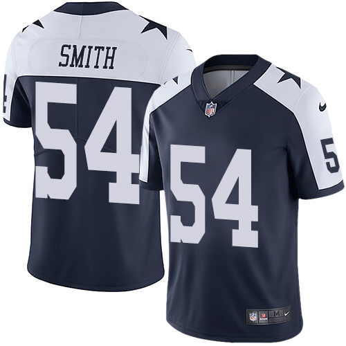 Nike Cowboys #54 Jaylon Smith Navy Blue Thanksgiving Youth Stitched NFL Vapor Untouchable Limited Throwback Jersey