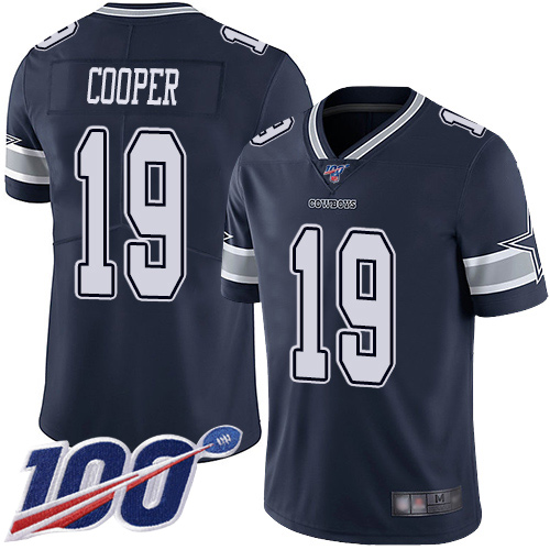 Nike Cowboys #19 Amari Cooper Navy Blue Team Color Youth Stitched NFL 100th Season Vapor Limited Jersey