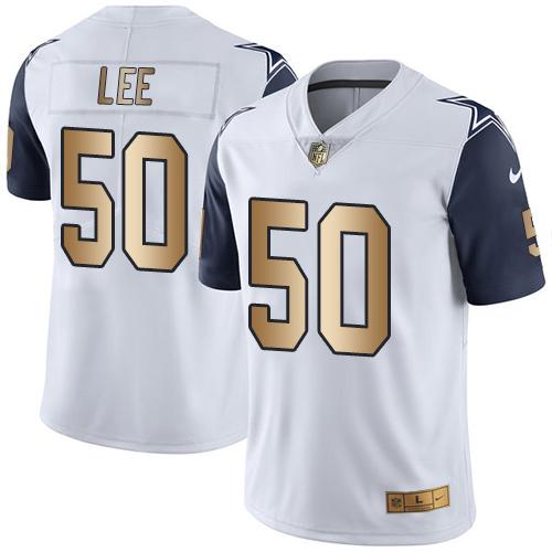 Nike Cowboys #50 Sean Lee White Youth Stitched NFL Limited Gold Rush Jersey