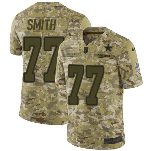 Nike Cowboys #77 Tyron Smith Camo Youth Stitched NFL Limited 2018 Salute to Service Jersey