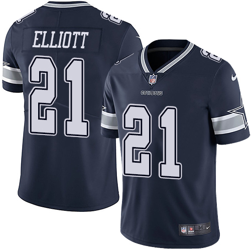 Nike Cowboys #21 Ezekiel Elliott Navy Blue Team Color Youth Stitched NFL Vapor Untouchable Limited Jersey