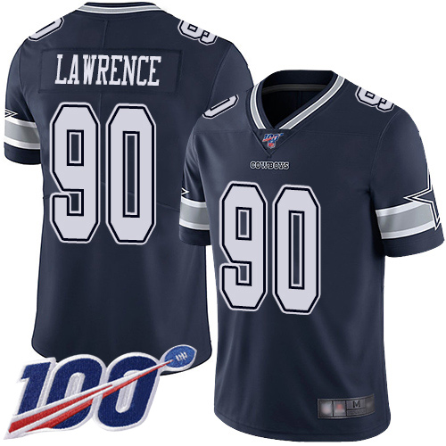 Nike Cowboys #90 Demarcus Lawrence Navy Blue Team Color Youth Stitched NFL 100th Season Vapor Limited Jersey
