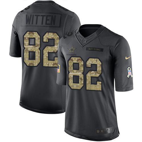 Nike Cowboys #82 Jason Witten Black Youth Stitched NFL Limited 2016 Salute to Service Jersey