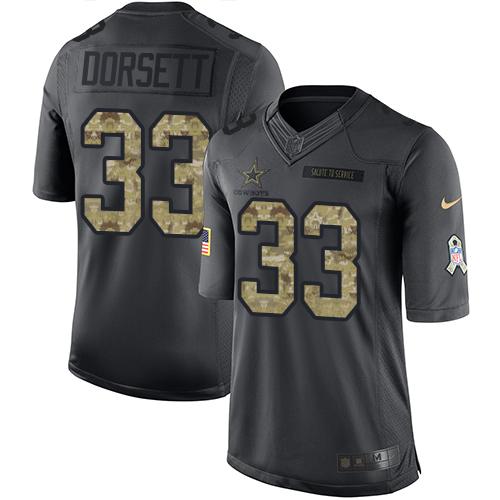 Nike Cowboys #33 Tony Dorsett Black Youth Stitched NFL Limited 2016 Salute to Service Jersey
