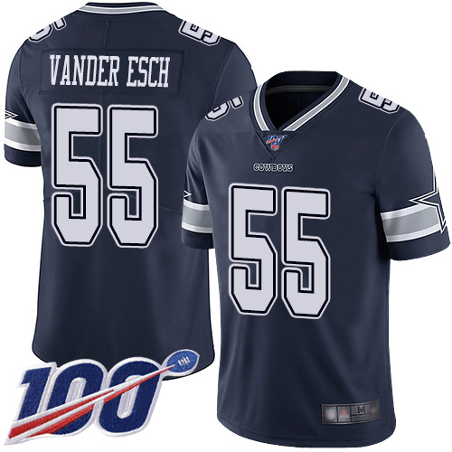 Nike Cowboys #55 Leighton Vander Esch Navy Blue Team Color Youth Stitched NFL 100th Season Vapor Limited Jersey