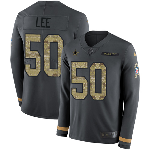 Nike Cowboys #50 Sean Lee Anthracite Salute to Service Youth Stitched NFL Limited Therma Long Sleeve Jersey
