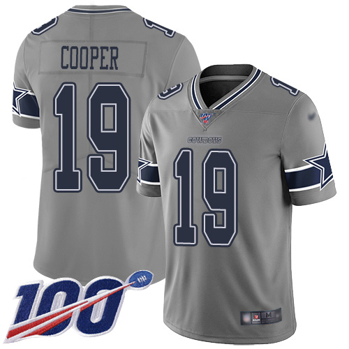 Nike Cowboys #19 Amari Cooper Gray Youth Stitched NFL Limited Inverted Legend 100th Season Jersey