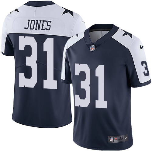 Nike Cowboys #31 Byron Jones Navy Blue Thanksgiving Youth Stitched NFL Vapor Untouchable Limited Throwback Jersey