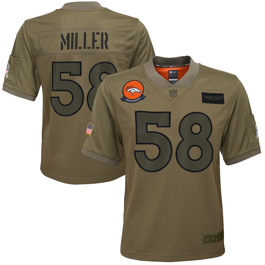 Youth Denver Broncos #58 Von Miller Nike Camo 2019 Salute to Service Game Jersey