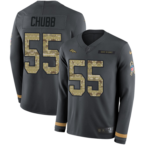 Nike Broncos #55 Bradley Chubb Anthracite Salute to Service Youth Stitched NFL Limited Therma Long Sleeve Jersey