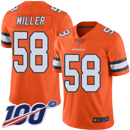 Nike Broncos #58 Von Miller Orange Youth Stitched NFL Limited Rush 100th Season Jersey