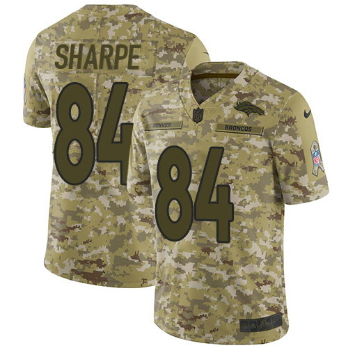 Nike Broncos #84 Shannon Sharpe Camo Youth Stitched NFL Limited 2018 Salute to Service Jersey