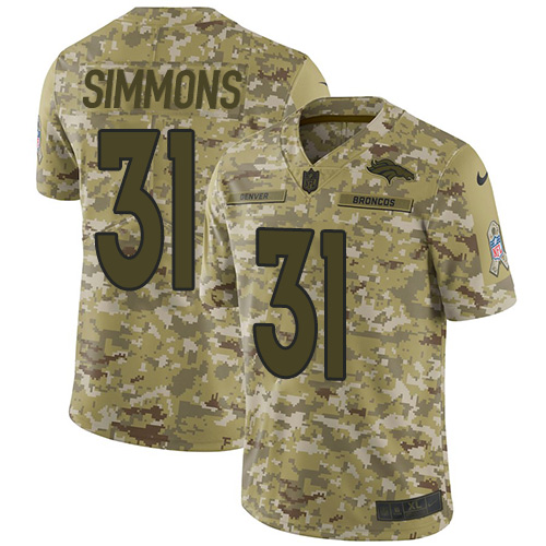 Nike Broncos #31 Justin Simmons Camo Youth Stitched NFL Limited 2018 Salute to Service Jersey
