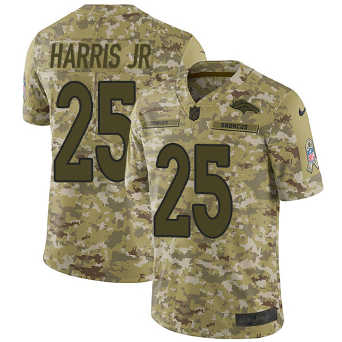Nike Broncos #25 Chris Harris Jr Camo Youth Stitched NFL Limited 2018 Salute to Service Jersey