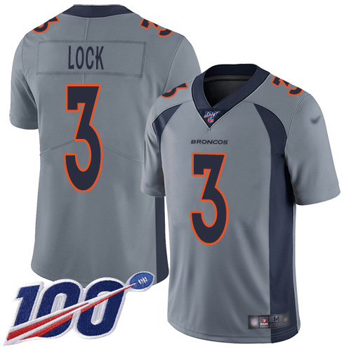 Nike Broncos #3 Drew Lock Gray Youth Stitched NFL Limited Inverted Legend 100th Season Jersey