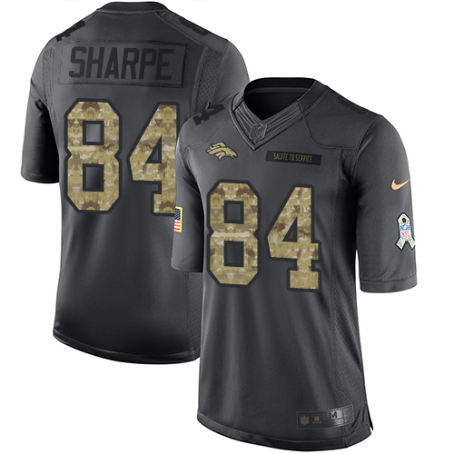 Nike Broncos #84 Shannon Sharpe Black Youth Stitched NFL Limited 2016 Salute to Service Jersey