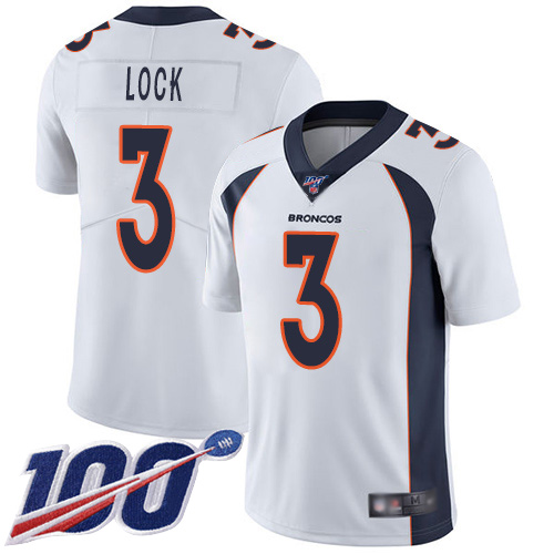 Nike Broncos #3 Drew Lock White Youth Stitched NFL 100th Season Vapor Limited Jersey