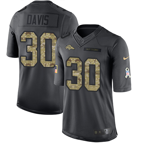 Nike Broncos #30 Terrell Davis Black Youth Stitched NFL Limited 2016 Salute to Service Jersey