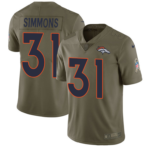 Nike Broncos #31 Justin Simmons Olive Youth Stitched NFL Limited 2017 Salute to Service Jersey