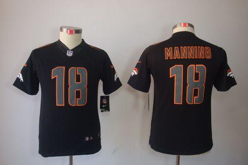 Nike Broncos #18 Peyton Manning Black Impact Youth Stitched NFL Limited Jersey