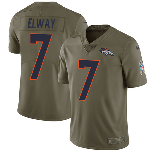 Nike Broncos #7 John Elway Olive Youth Stitched NFL Limited 2017 Salute to Service Jersey