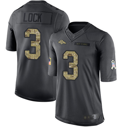 Nike Broncos #3 Drew Lock Black Youth Stitched NFL Limited 2016 Salute to Service Jersey