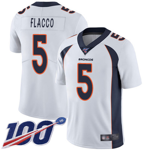 Nike Broncos #5 Joe Flacco White Youth Stitched NFL 100th Season Vapor Limited Jersey