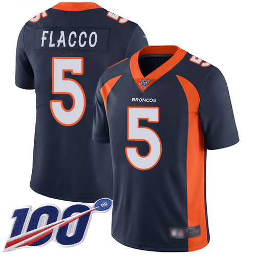 Nike Broncos #5 Joe Flacco Navy Blue Alternate Youth Stitched NFL 100th Season Vapor Limited Jersey