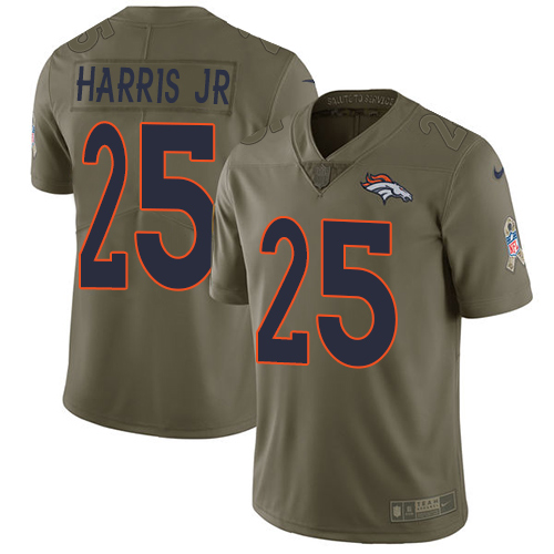 Nike Broncos #25 Chris Harris Jr Olive Youth Stitched NFL Limited 2017 Salute to Service Jersey