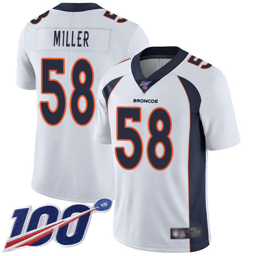 Nike Broncos #58 Von Miller White Youth Stitched NFL 100th Season Vapor Limited Jersey