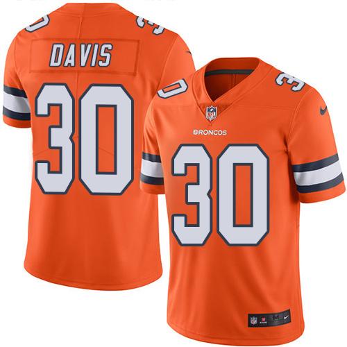 Nike Broncos #30 Terrell Davis Orange Youth Stitched NFL Limited Rush Jersey