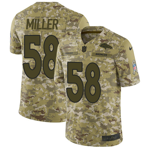 Nike Broncos #58 Von Miller Camo Youth Stitched NFL Limited 2018 Salute to Service Jersey