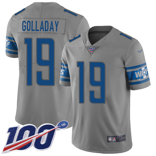 Nike Lions #19 Kenny Golladay Gray Youth Stitched NFL Limited Inverted Legend 100th Season Jersey
