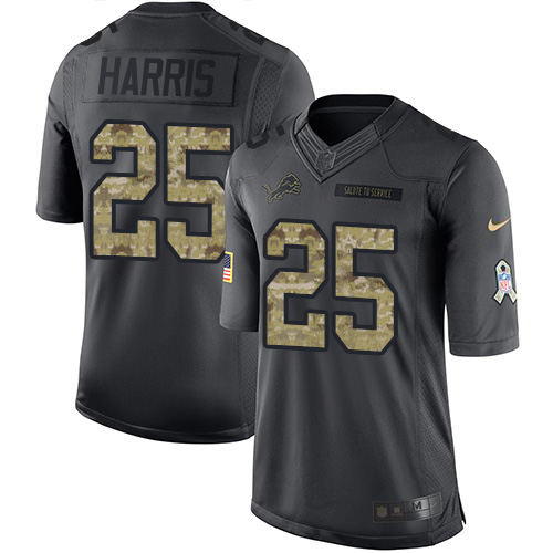 Nike Lions #25 Will Harris Black Youth Stitched NFL Limited 2016 Salute to Service Jersey