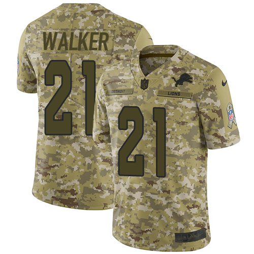 Nike Lions #21 Tracy Walker Camo Youth Stitched NFL Limited 2018 Salute to Service Jersey