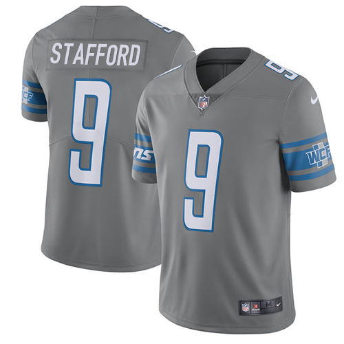 Nike Lions #9 Matthew Stafford Gray Youth Stitched NFL Limited Rush Jersey