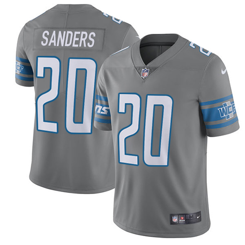 Nike Lions #20 Barry Sanders Gray Youth Stitched NFL Limited Rush Jersey